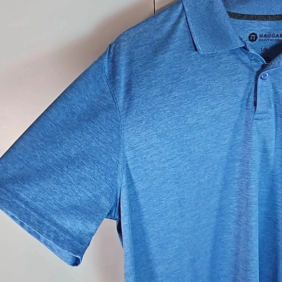 Haggar Men's Light Blue Polo Shirt Size L - Collared Short Sleeve - Picture 2 of 7
